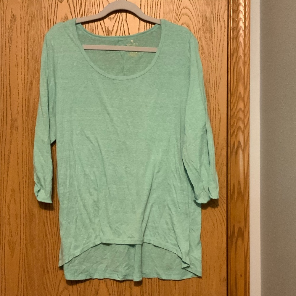 Vanity brand 3/4 sleeve mint green top size 2x